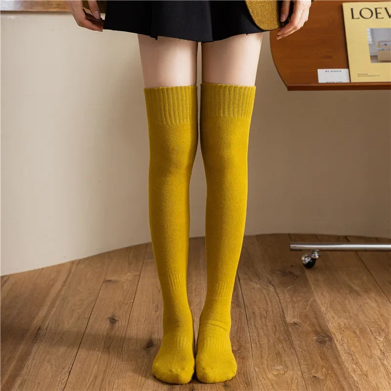 Terry Over-the-knee Socks for Women in Winter Plus Velvet and Thickened Warm Stockings Knee-protecting Thigh-high Socks - Craftklart.store