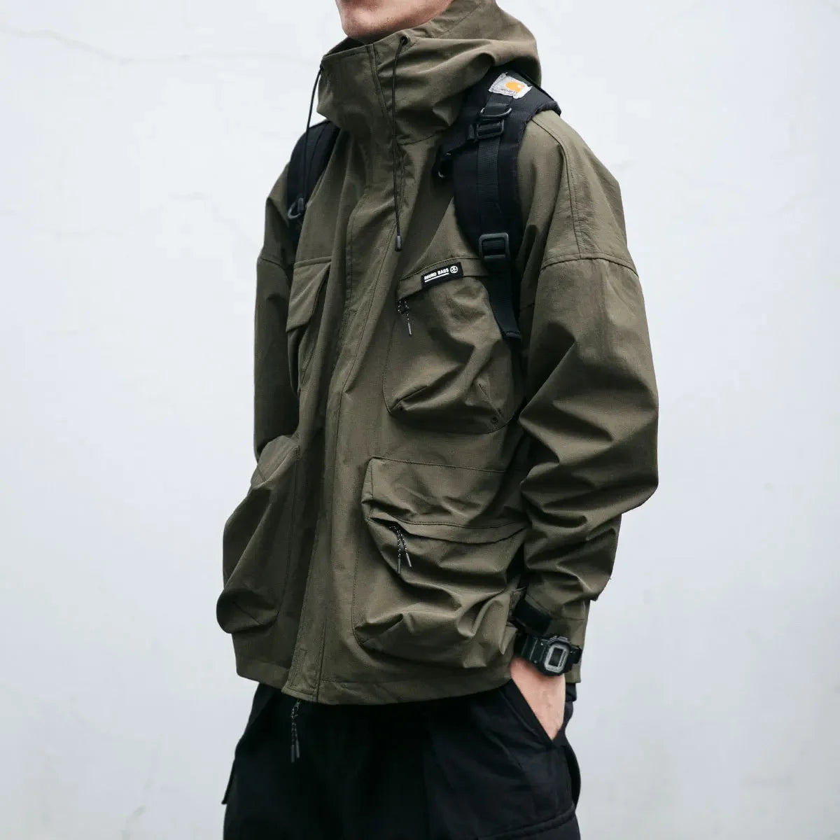 Men's Loose Fit Windproof Techwear Hooded Jacket - Premium from Craftklart.store - Just $38.08! Shop now at Craftklart.store