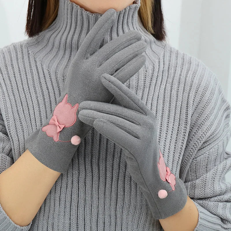 Women Keep Warm Touch Screen Cute Lovely Soft Gloves