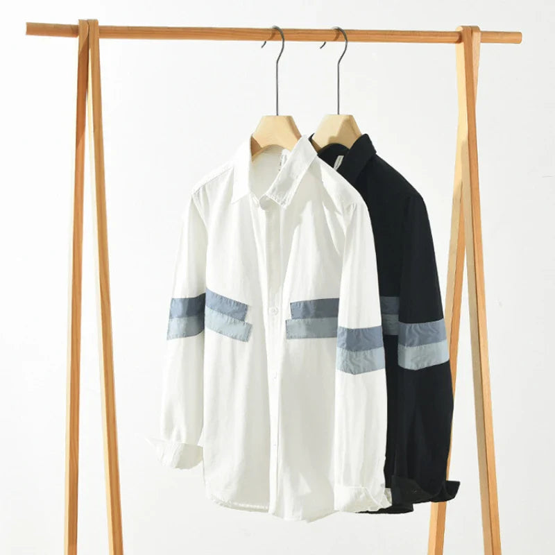 Men's Spring New Casual Patchwork 100% Cotton Long Sleeve Shirts - Premium Shirt from Craftklart Dropship - Just $32.11! Shop now at Craftklart.store
