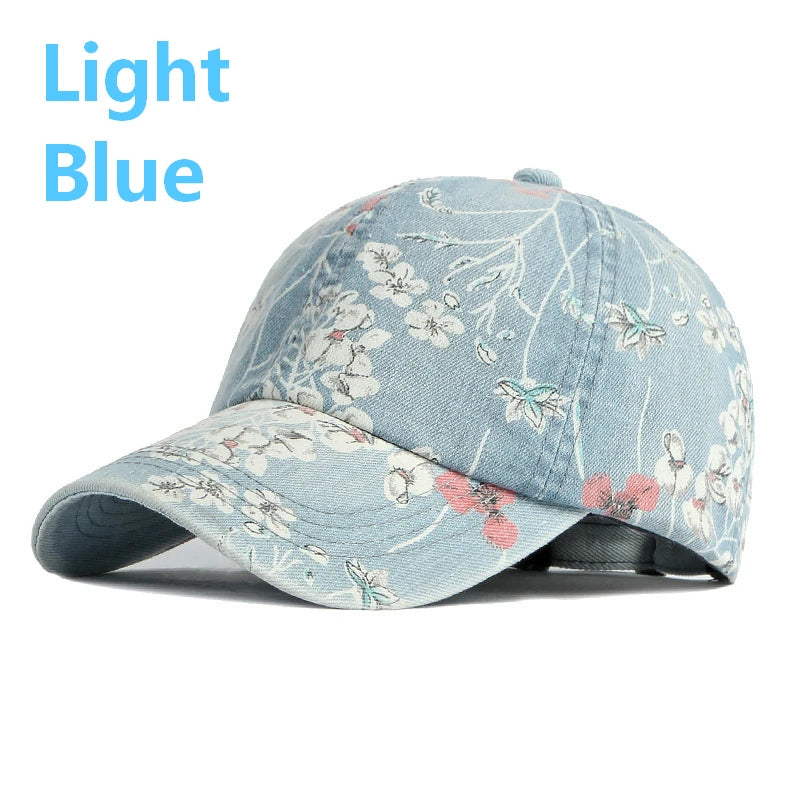 Women's CLIMATE Floral Denim Baseball Cap Hat - Premium Cap from Craftklart Dropship - Just $7.85! Shop now at Craftklart.store