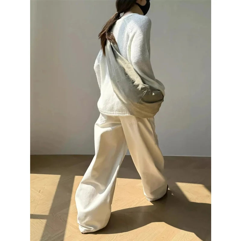 Women Y2K Hip Hop Off White Vintage High Waisted Jeans - Premium Jeans from Craftklart Dropship - Just $33.21! Shop now at Craftklart.store