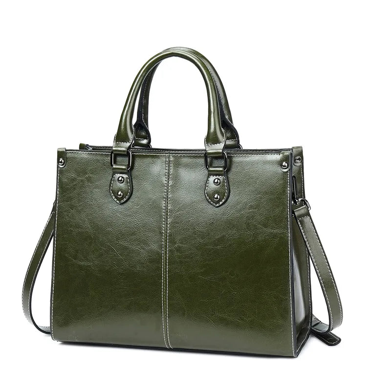 Women's Urban Styled Genuine Leather Top Handle Bag - Craftklart.store