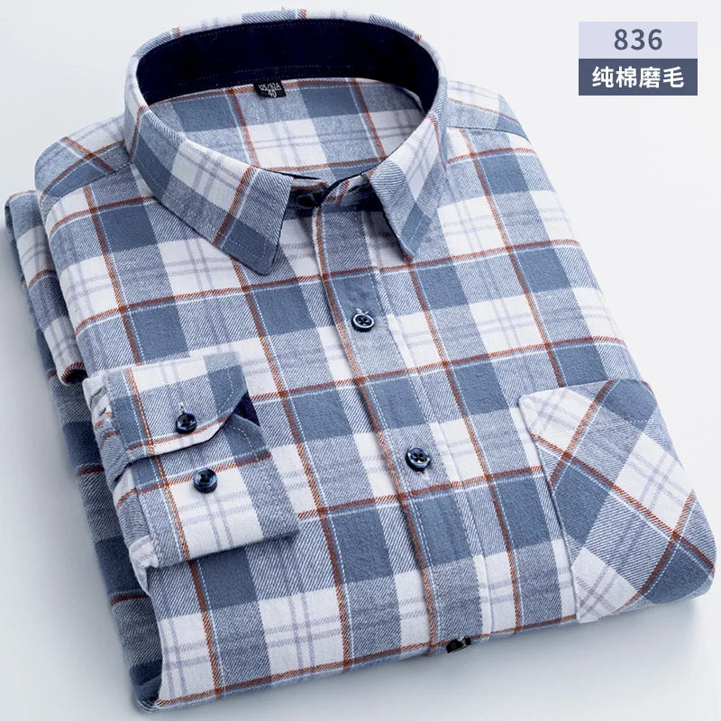 New Flannel Plaid Cotton Shirts For Man