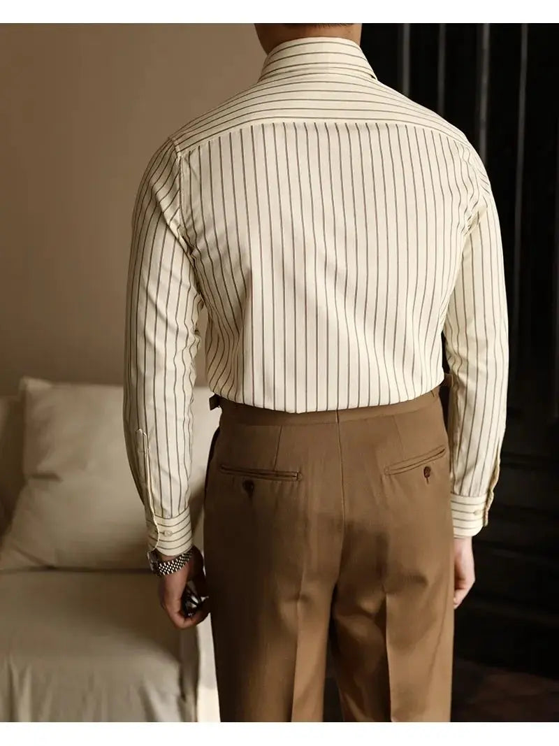 Men Casual Striped Long Sleeve Shirt