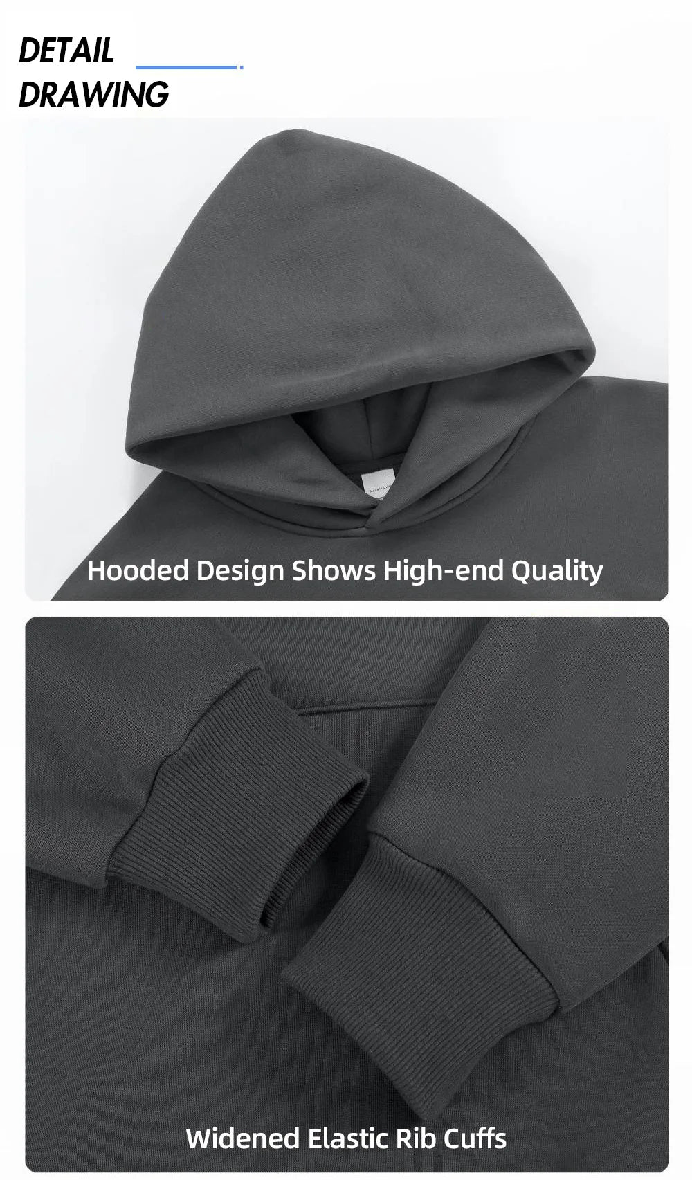 16.9oz 480gsm Heavy Weight Cotton Plus Velvet Hooded Sweater