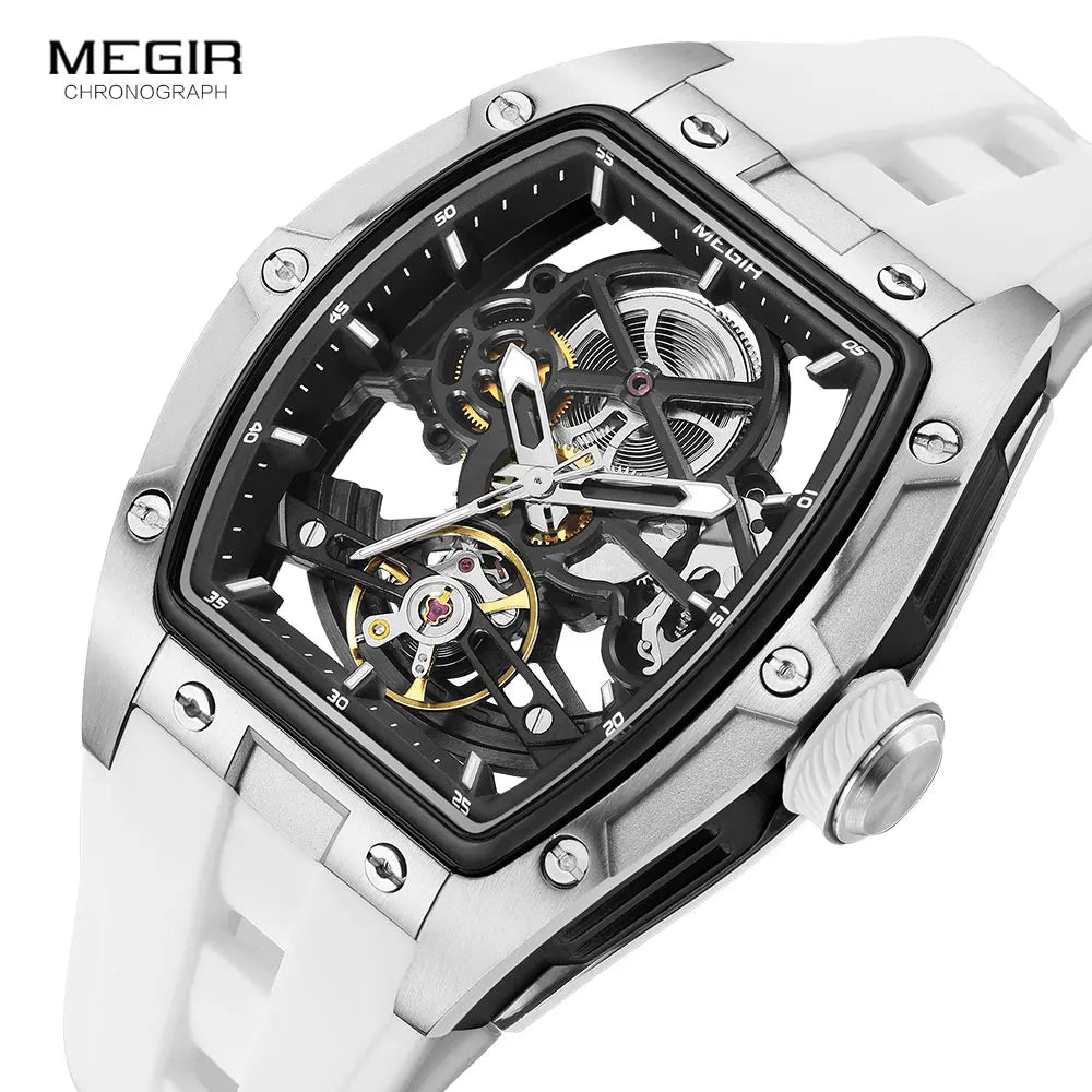 Men's Analog Automatic Wristwatch with White Silicone Strap - Premium Watches from Craftklart Dropship - Just $43.75! Shop now at Craftklart.store
