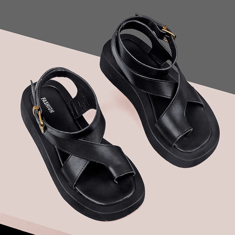 Women Genuine Leather 2025 Summer New Clip Toe Sandals - Premium Sandels from Craftklart Dropship - Just $38.99! Shop now at Craftklart.store