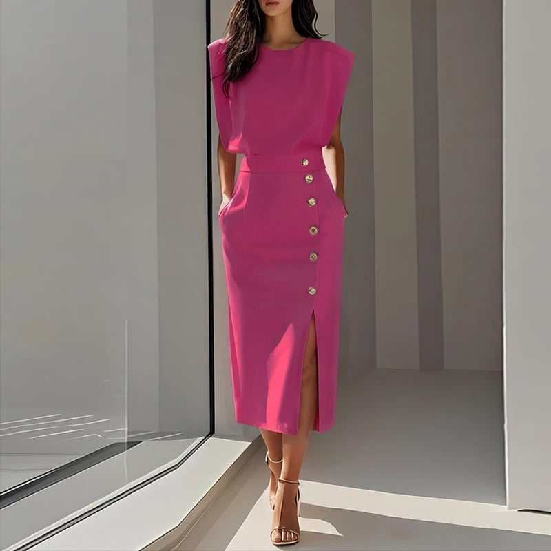 Summer Fashion O Neck Split Women Dress - Craftklart.store