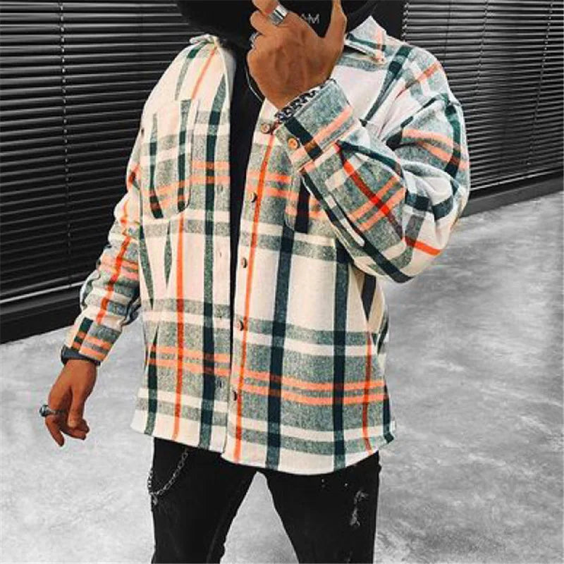 Men's Urban Streetwear Plaid Shirt