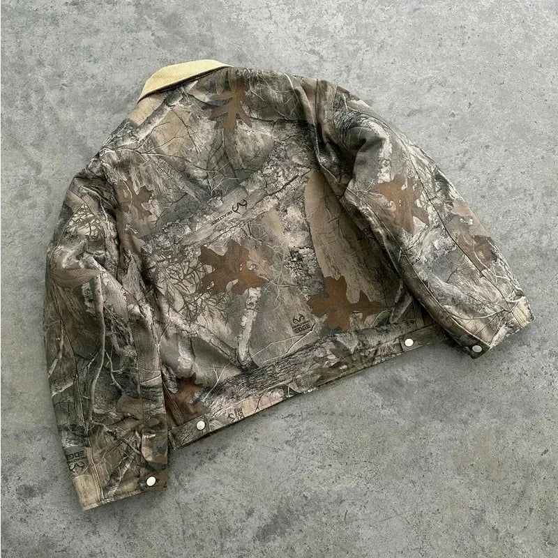 Women's Akimbo Camouflage Leaf Loose Streetwear Set