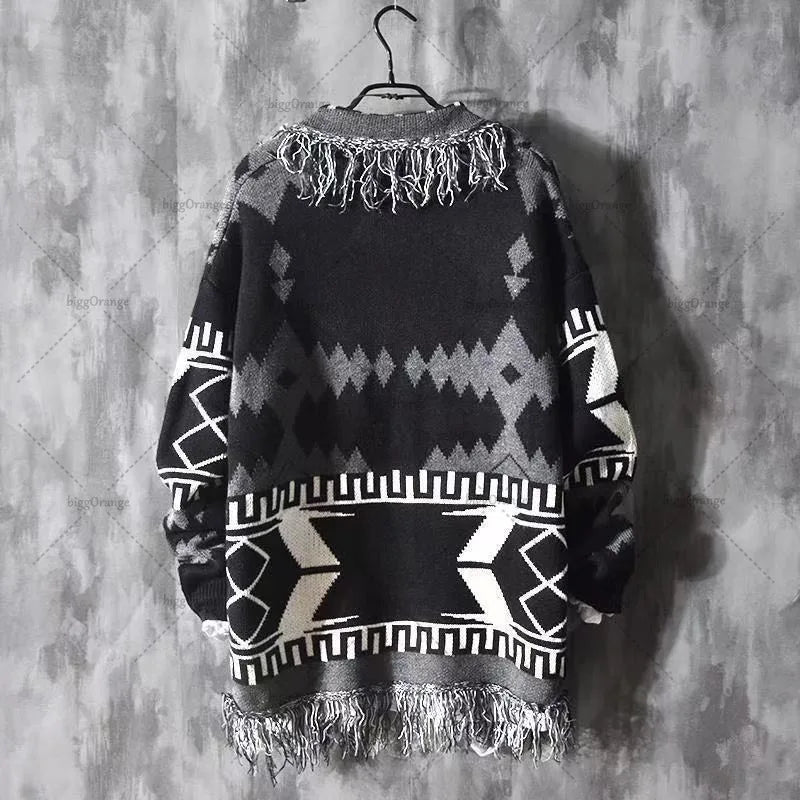 2025 New Korean Trendy Street Hip-hop Casual Loose Sweater Men Retro Y2K Harajuku Fashion Versatile Oversized Sweater Women