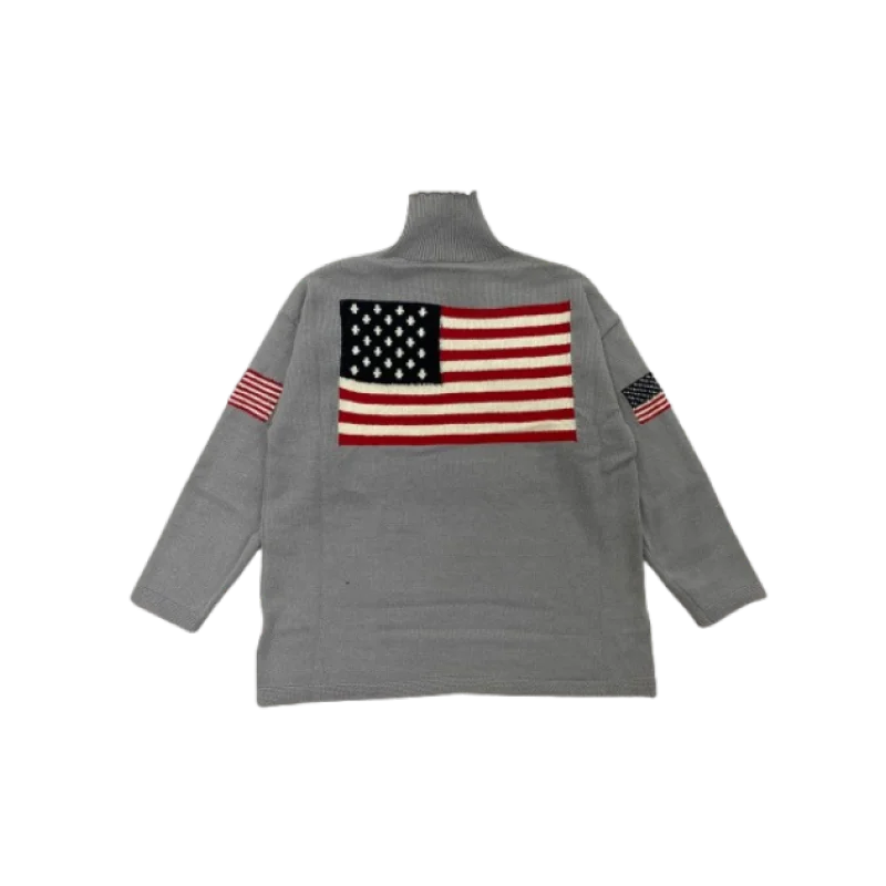 Flag Design Knit Casual Loose Round Neck Sweater