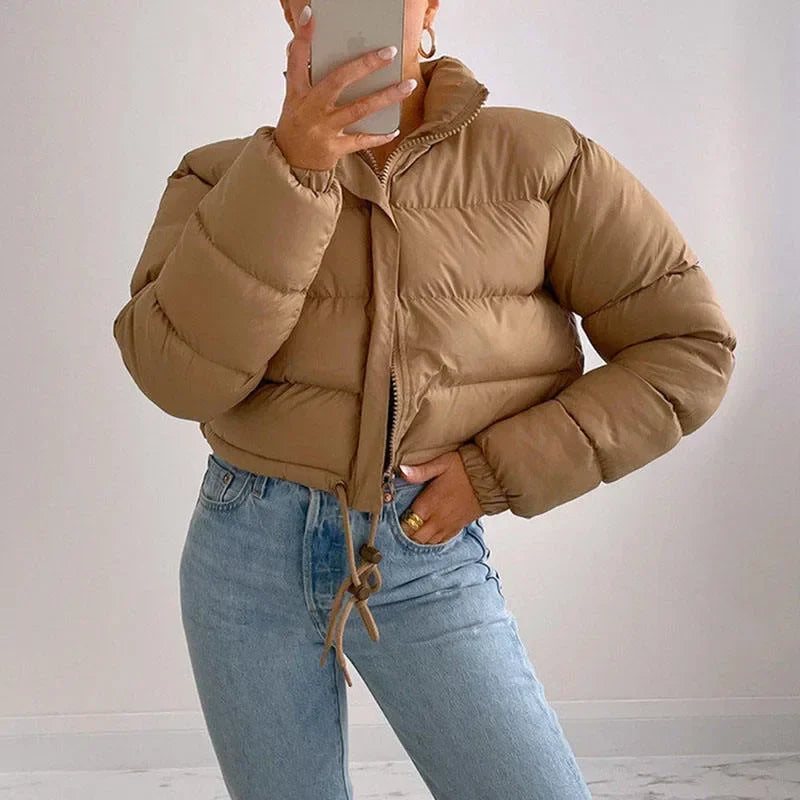 Winter Parkas Outwear Casual Down Cotton Coat Zipper Trend Bread Coat Women Long Sleeve Keep Warm Fashion Short Parkas Jackets