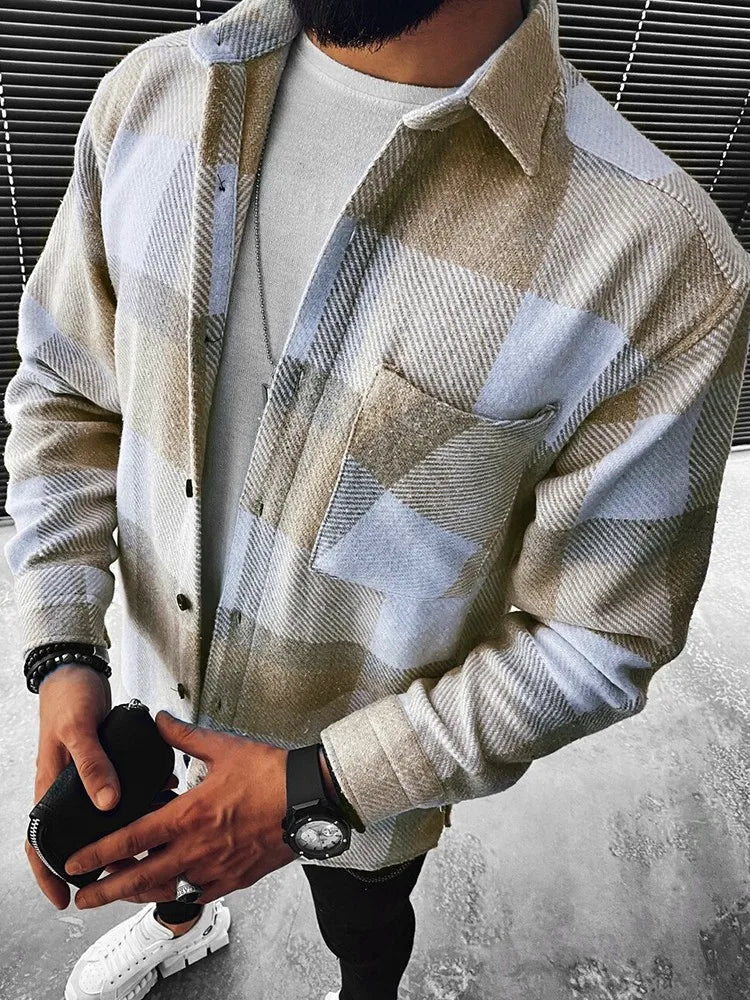 Men's Urban Streetwear Plaid Shirt