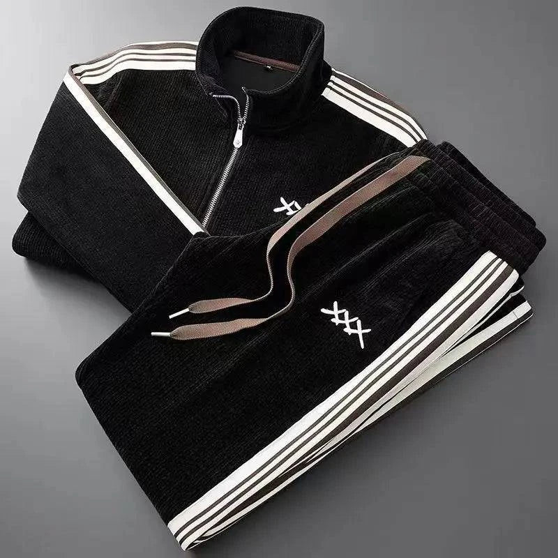 Men Zipper Stand-Up Collar Two-Piece Set | Minimalist Streetwear | Craftklart