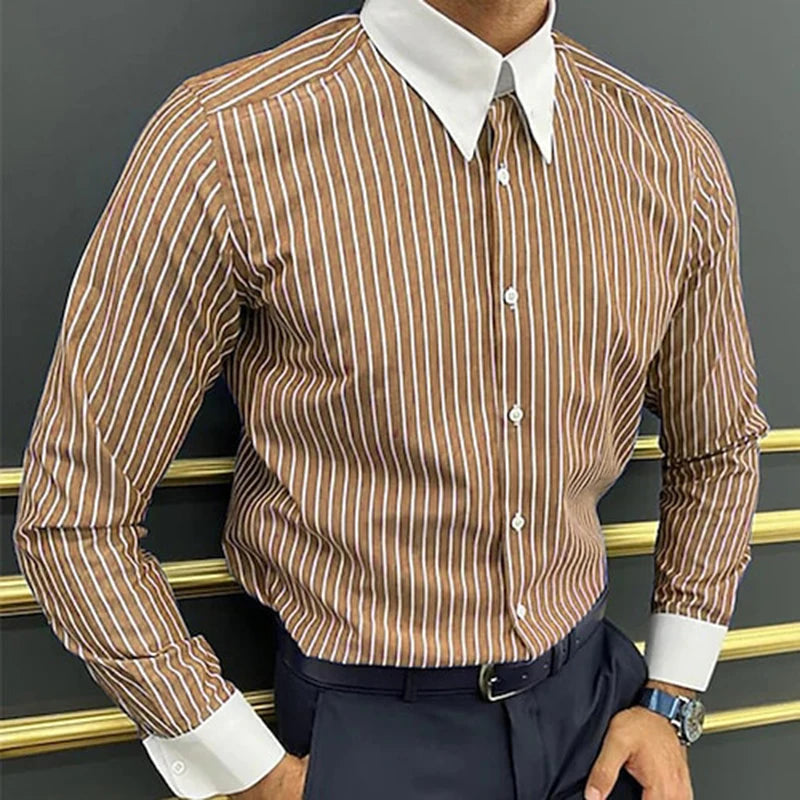 Men's Urban Vintage Striped Print Shirts