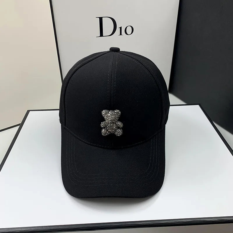 Women Korean Wild Bear Rhinestone Caps