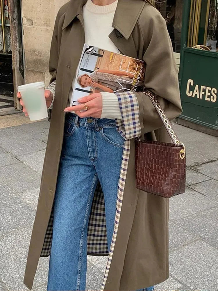 Versatile Long Plaid Sleeve Lining Overcoat - Premium Coat from Craftklart Dropship - Just $30.23! Shop now at Craftklart.store