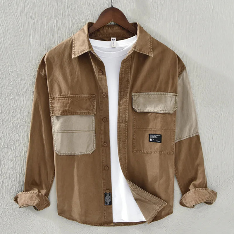Contrast Color Patchwork Men's Cargo Shirt - Premium Shirt from Craftklart Dropship - Just $29.63! Shop now at Craftklart.store