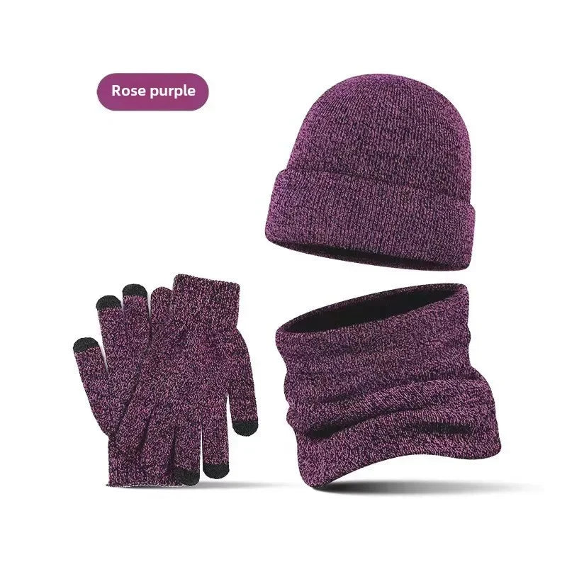 Fashion Trend Knitted Thickened Hat Scarf Glove for Men Set - Craftklart.store