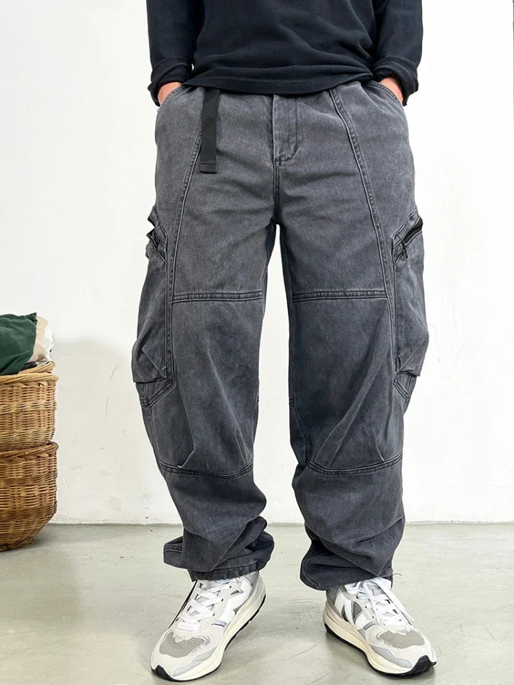 Men's Japanese Streetwear Cotton Twill Cargo Pants - Premium Cargo Pants from Craftklart Dropship - Just $45.45! Shop now at Craftklart.store