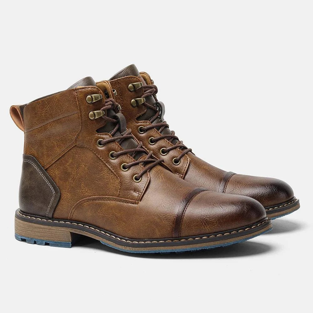 Men's urban casual leather boots by Craftklart, featuring stylish design and sturdy soles for everyday wear.