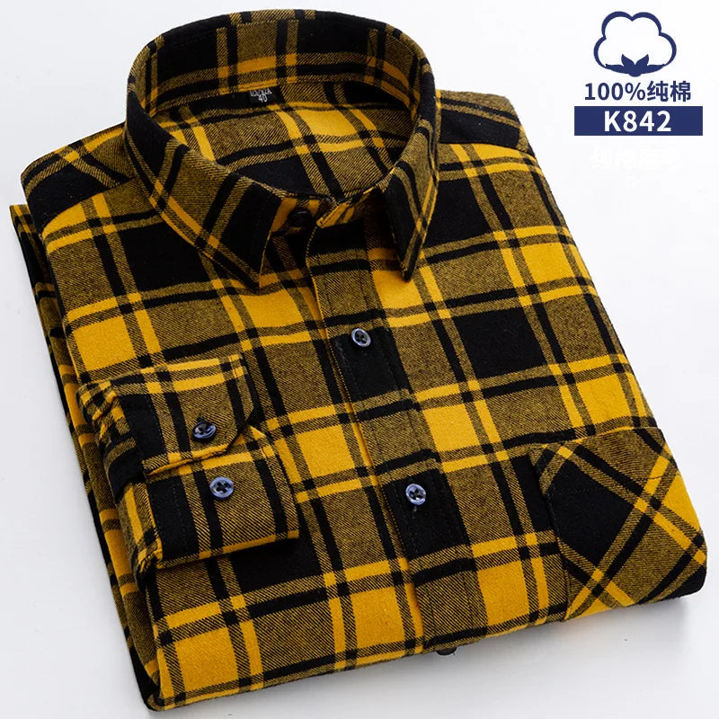 New Flannel Plaid Cotton Shirts For Man