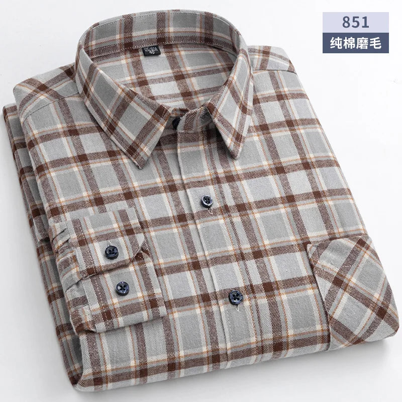 New Flannel Plaid Cotton Shirts For Man