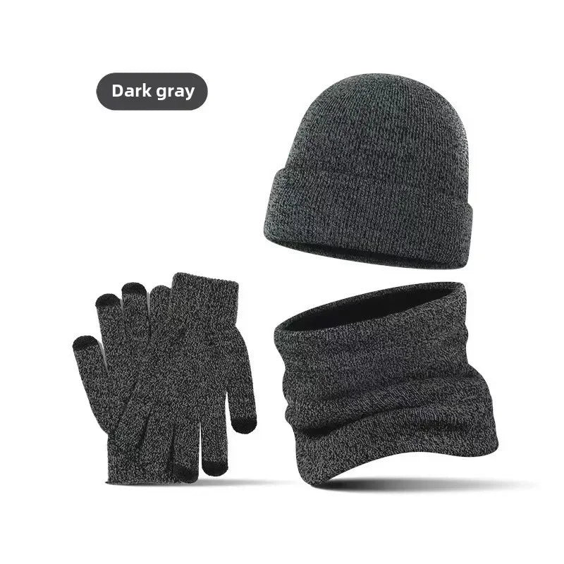 Fashion Trend Knitted Thickened Hat Scarf Glove for Men Set - Craftklart.store