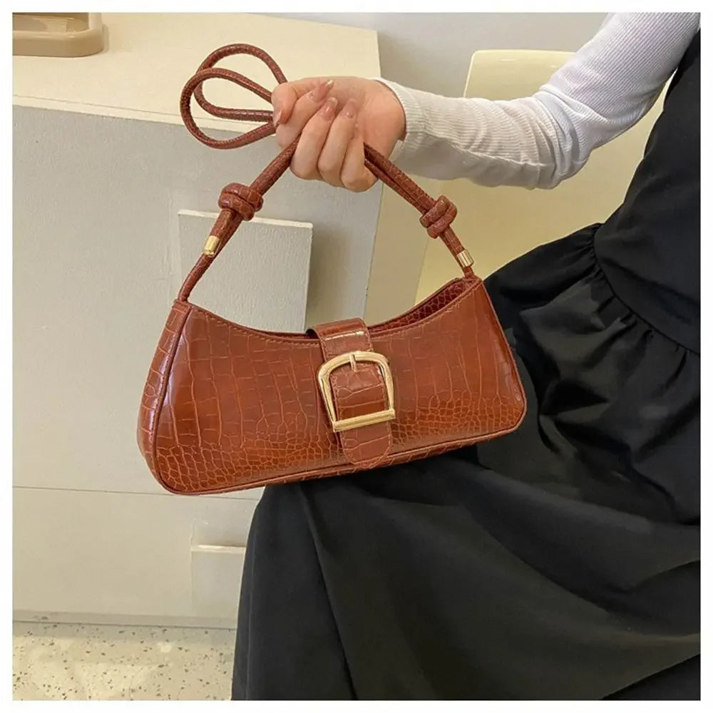 Women Stylish PU Leather Lady Sling Armpit Bag