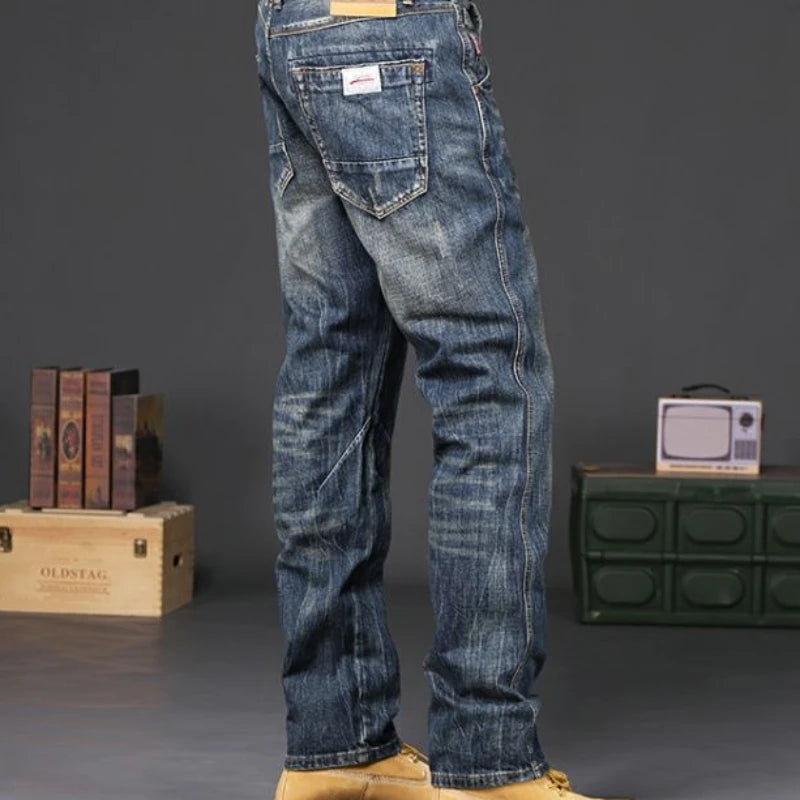 Trousers Vintage Washed Straight Jeans for Men - Premium Jeans from Craftklart Dropship - Just $32.36! Shop now at Craftklart.store