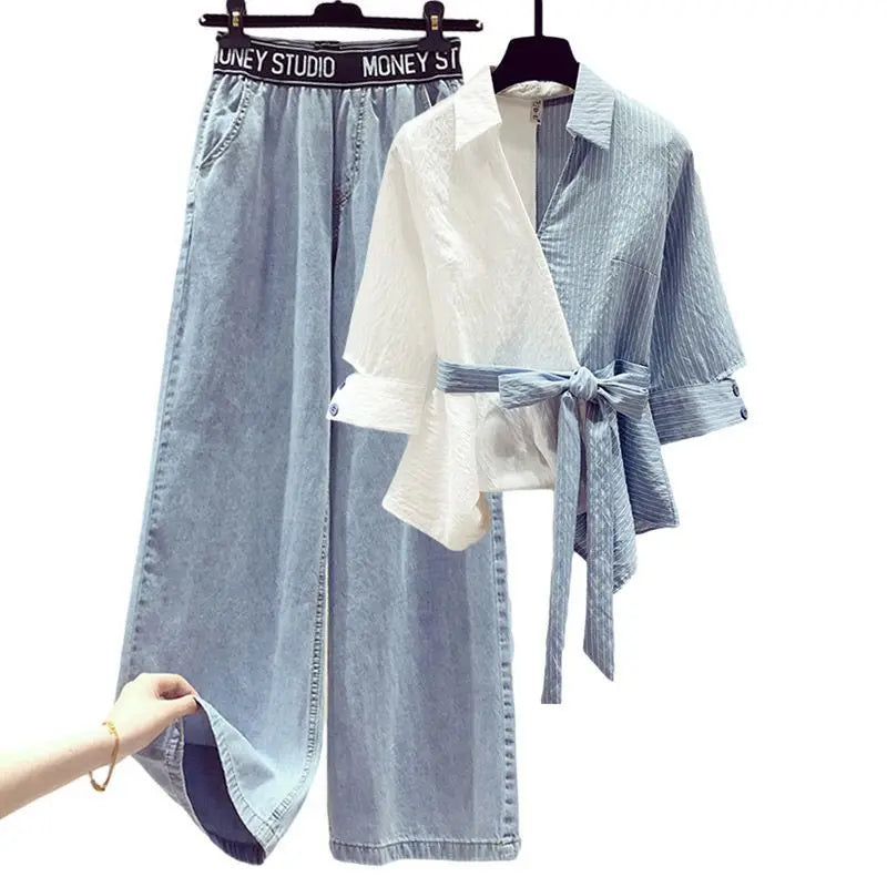 2025 Summer New Stitched Chiffon Shirt Female Set - Premium Sets from Craftklart Dropship - Just $18.21! Shop now at Craftklart.store