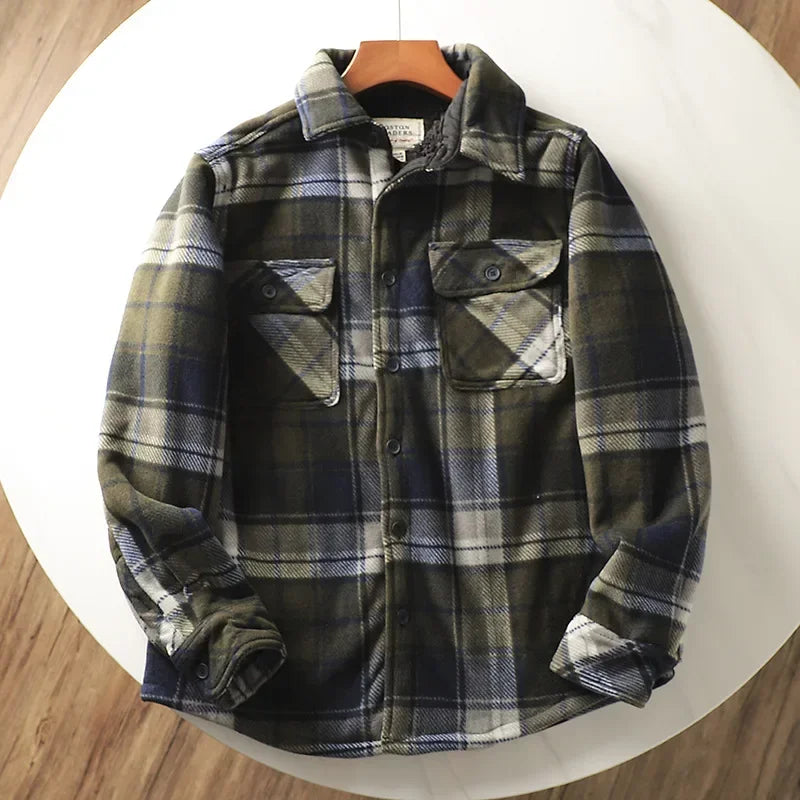 Men's Winter Fleece Linend Warm Plaid Shirt