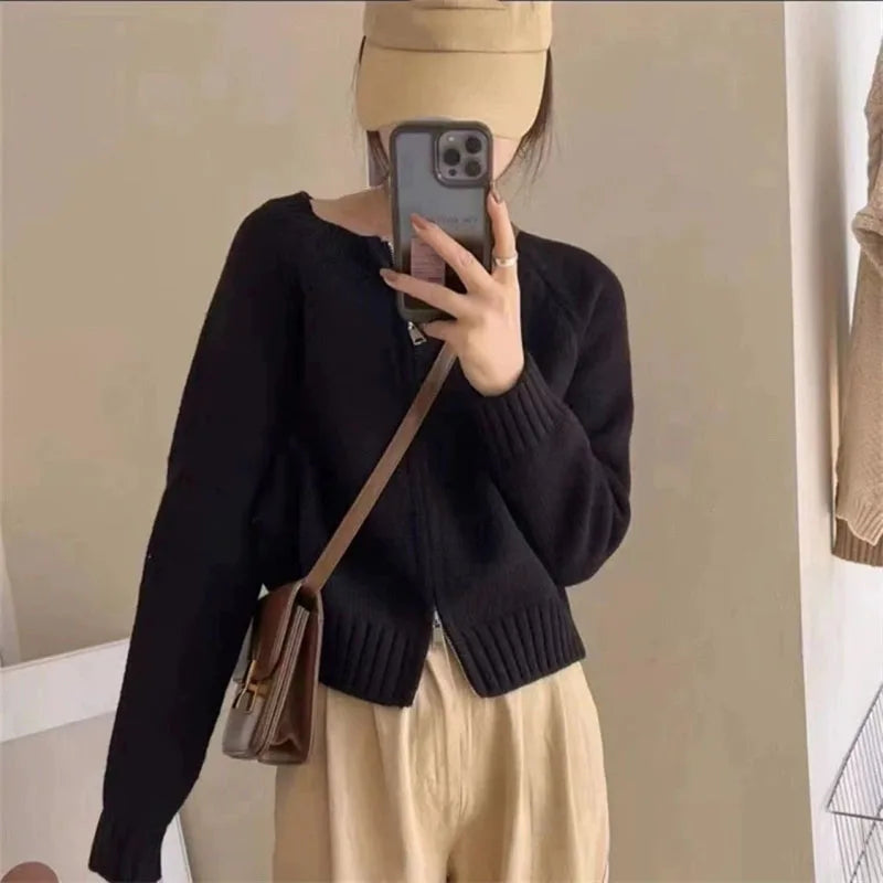 Women Urban Casual soft Zipper Cardigan