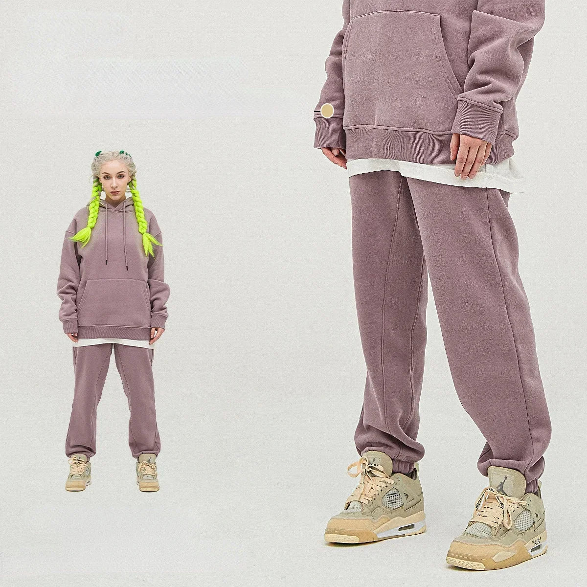 Sumuyoo Fashion Hoodies Set Women Sweatshirt Oversized Hoodies Female Warm Sporty Jacket Solid Color Plush Couple Pullovers - Premium from Craftklart.store - Just $34.69! Shop now at Craftklart.store