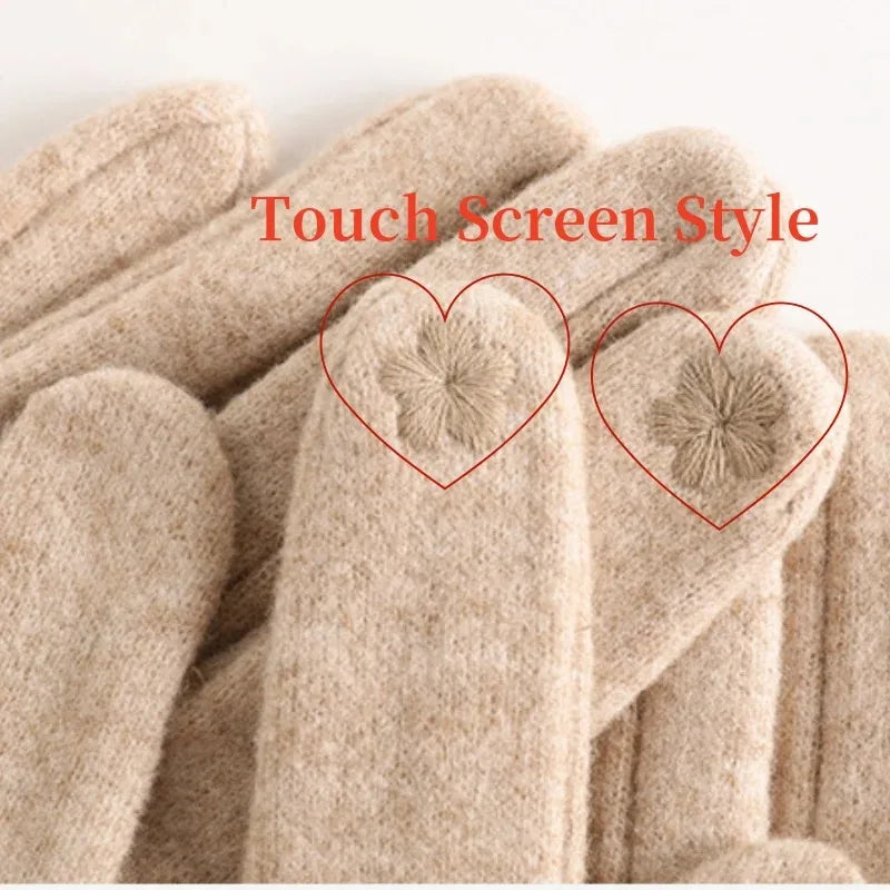 Woolen G loves Women's Warm Touch Screen Gloves,Winter Cashmere Gloves Outdoor Riding Thick Woolen Gloves ,Anti-cold Full Fing - Craftklart.store