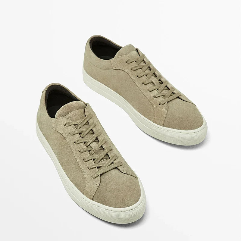 Men's Genuine Leather Round Head Lacing Flat Sneakers - Premium Sneakers from Craftklart Dropship - Just $83.20! Shop now at Craftklart.store