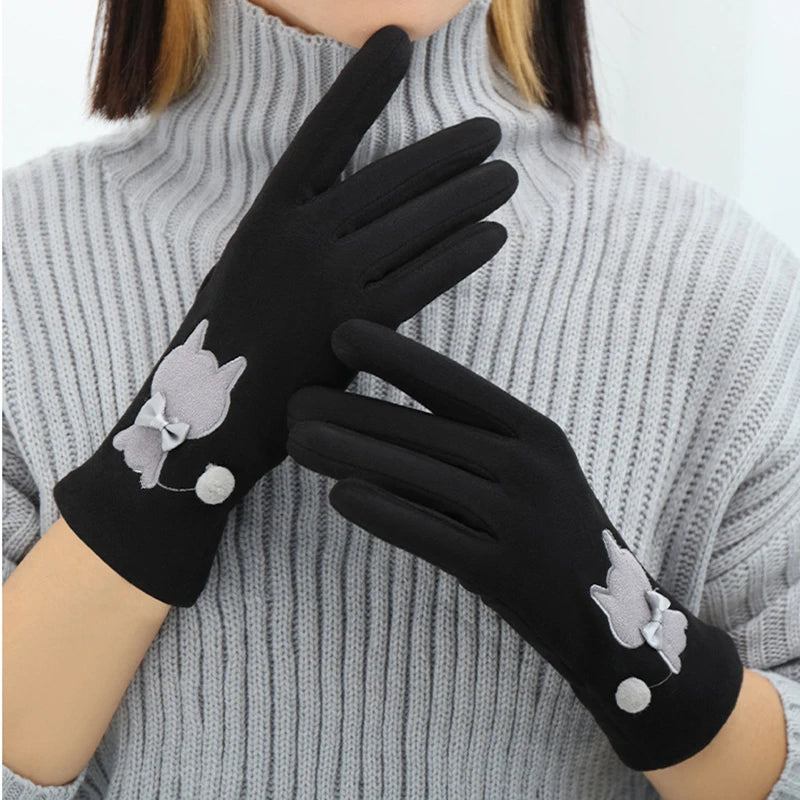 Women Keep Warm Touch Screen Cute Lovely Soft Gloves