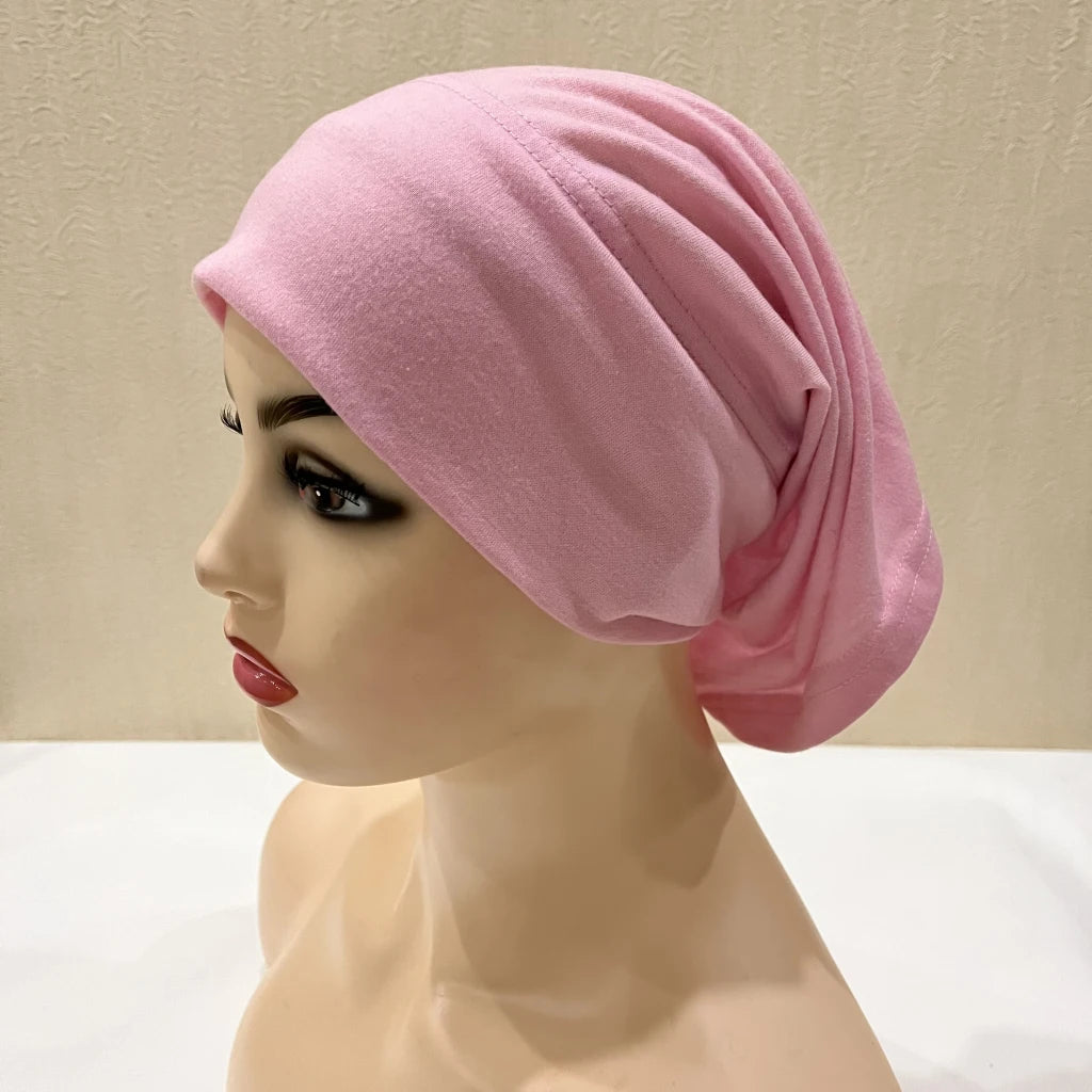 Traditional Ladies Pure Color Stretch Head Scarf Under Hijab Bonnet
