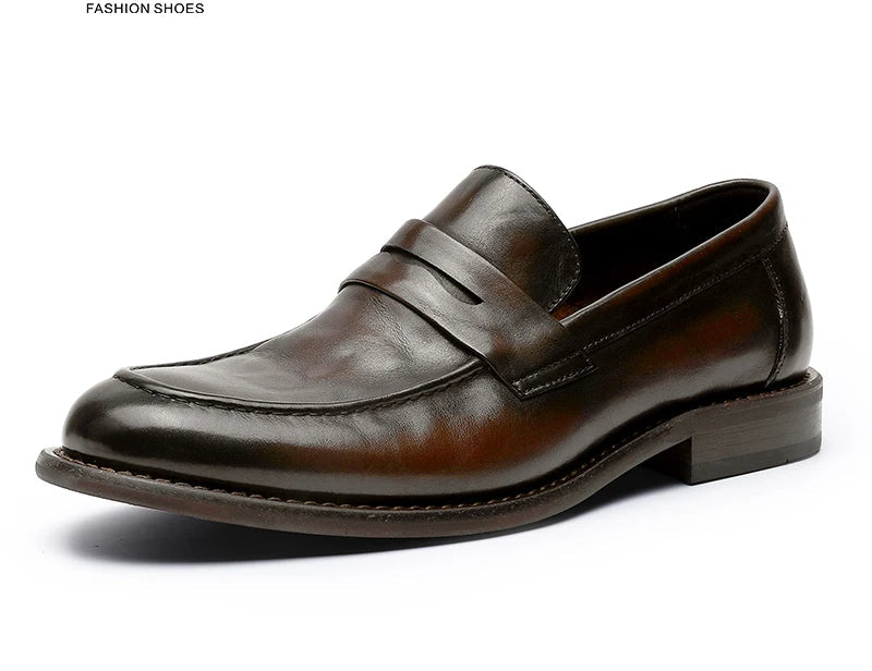 British Styled Genuine Leather Comfortable Soft Sole Low Cut Loafers