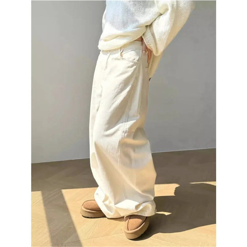 Women Y2K Hip Hop Off White Vintage High Waisted Jeans - Premium Jeans from Craftklart Dropship - Just $33.21! Shop now at Craftklart.store