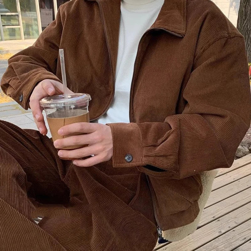 Korean Corduroy Loose Streetwear Casual Coat - Premium Jacket from Craftklart Dropship - Just $38.78! Shop now at Craftklart.store