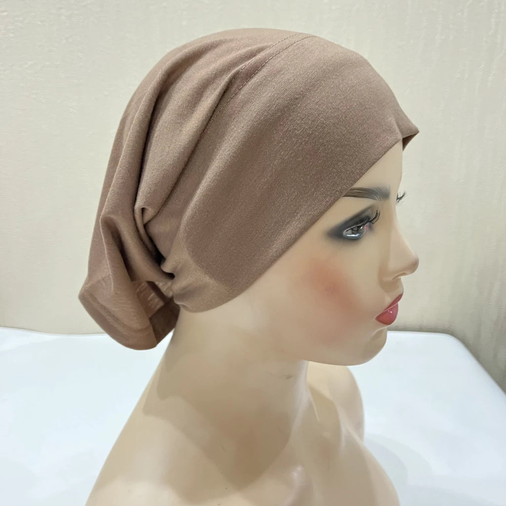 Traditional Ladies Pure Color Stretch Head Scarf Under Hijab Bonnet