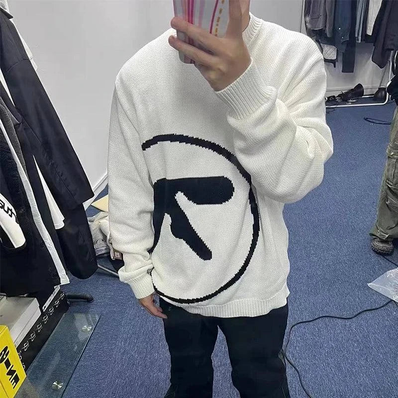 Men's Sweater Aphex Twin Knit Winter Oversized Long Sleeve Tops | Minimalist Streetwear | Craftklart