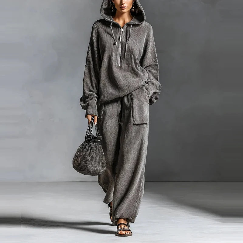 Hoodie & Wide Leg Pants Set