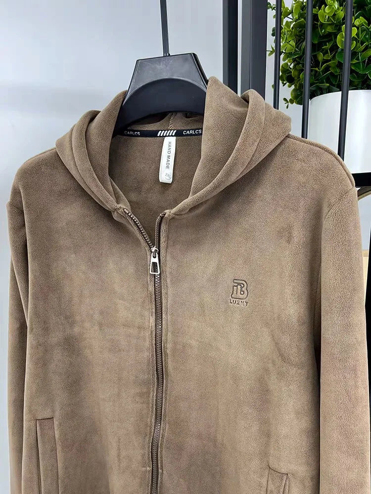 Korean Urban Streetwear Embossed Men's Hoodie