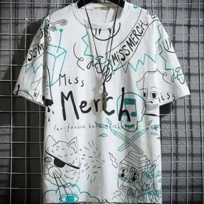 Clothes Anime Top Red Streetwear Hip Hop Male Tee Shirts