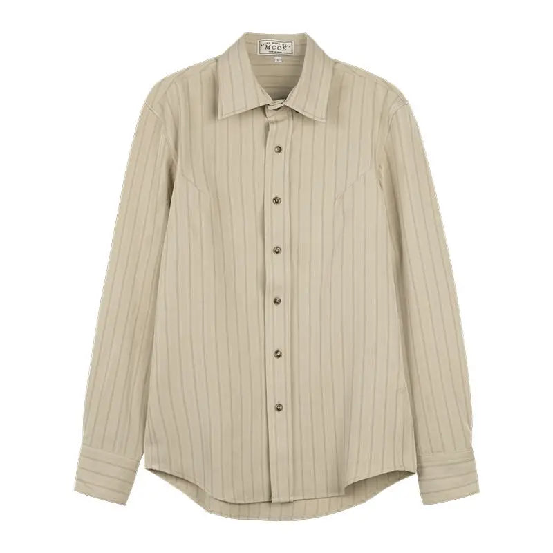 Retro Striped Shirt Men's Draped British French Shirt