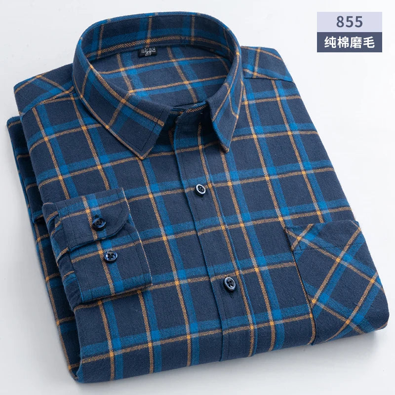 New Flannel Plaid Cotton Shirts For Man